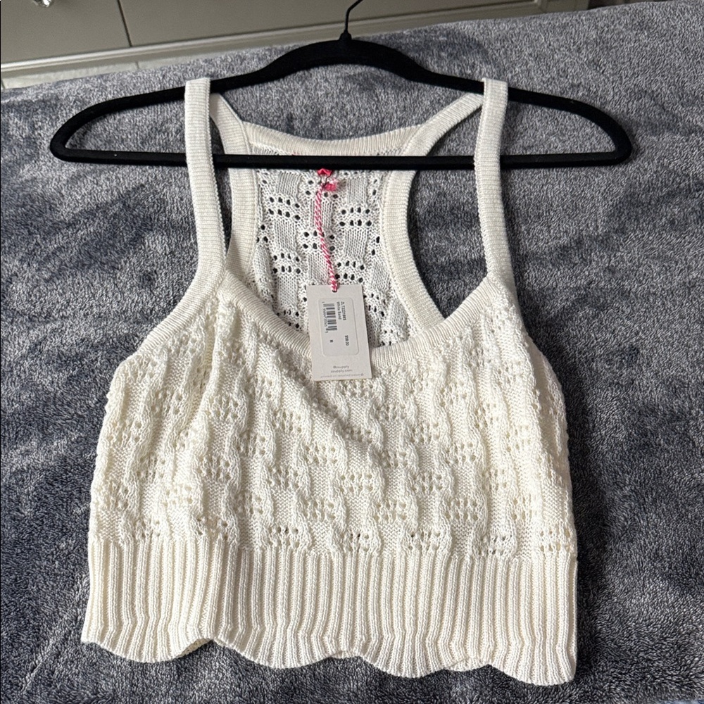 Z Supply White Knit Cropped Tank with Racerback